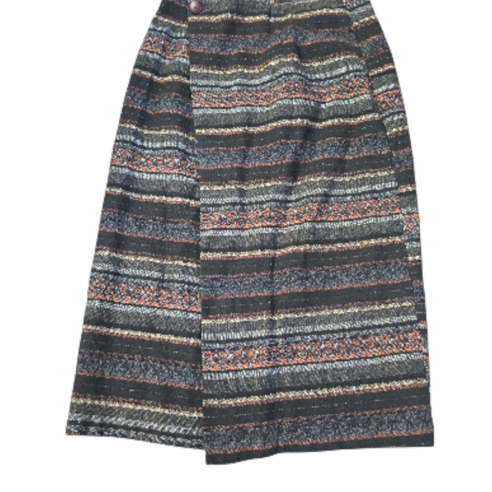 Wrapper Multicolor Striped Maxi Skirt